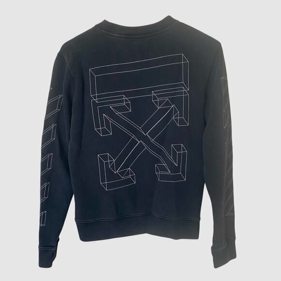 OFF-WHITE 3D Line Diag Arrows Logo Sweatshirt in Washed Black, Size Small - Picture 2 of 16